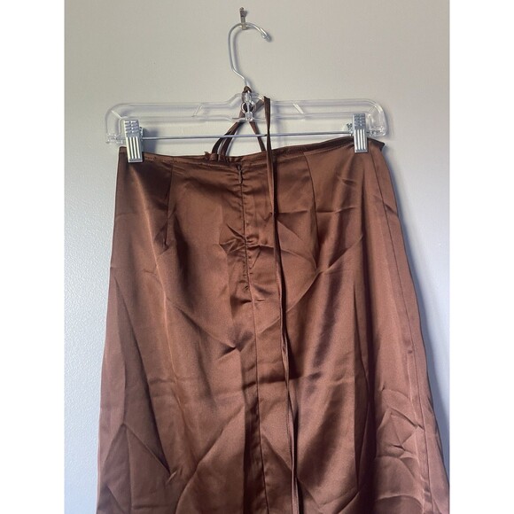 Forever 21 Satin Brown Cinch Style Skirt Y2k Vibes S - Picture 4 of 7